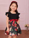 Toddler Girls 1pc Floral Print Ruffle Trim Belted Dress