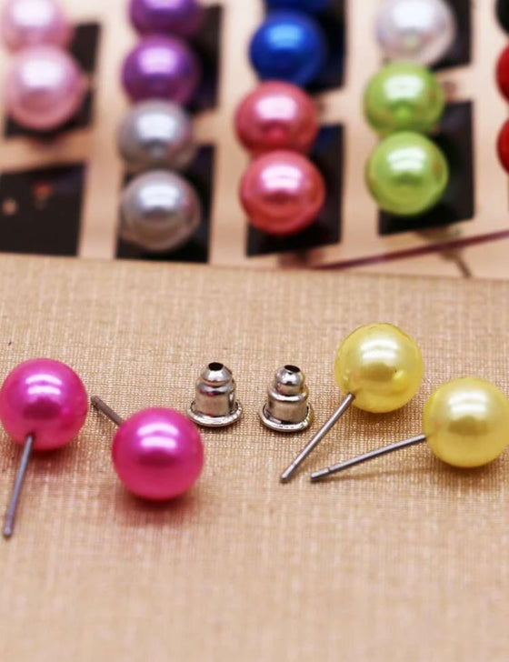 12pairs Faux Pearl Decor Earrings