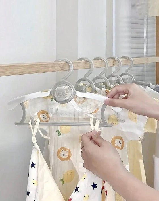 10pcs/Set Grey Extendable Clothes Hangers, Multifunctional Drying Rack For Baby & Newborn Clothes Storage