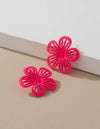 1pair Trendy & Stylish Colorful Pink Flower Stud Earrings