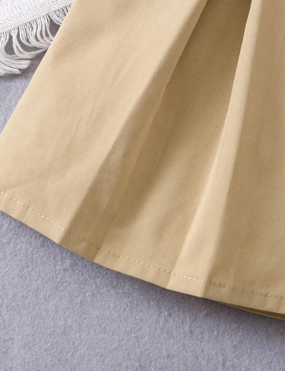 Young Girl Bow Front Fold Pleated Detail Skirt