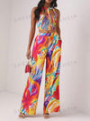 Allover Print Crop Halter Top
