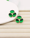 1pair Green Acrylic Earrings Suitable For Women