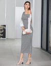 Asymmetrical Neck Gingham Ruffle Trim Dress