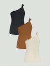 Women's One Shoulder Ribbed Tank Top For Summer