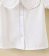 Kids EVRYDAY Young Girl White Elegant And Romantic Plain Shirt With Peter Pan Collar And Princess Sleeves For Summer