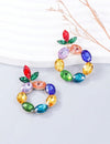1pair Colored Rhinestone Circle Earrings For Women