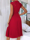 Casual Patchwork Lace Pleated Hem Dress