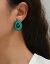 1pair Charm Water Drop Shaped Gemstone Earrings For Women