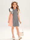 Toddler Girls Striped Ruffle Trim Dress