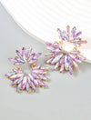 1pair Exaggerated Sparkling Rhinestone Floral Dangle Earrings