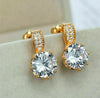 Huitan Diamond Hot Clear Round Zircon Stud Earrings Lady 18K Gold Plated Women Girls Daily Dainty Stud Earrings