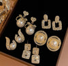 5pcs/Set Luxury Faux Pearl & Rhinestone Decor Earrings For Women