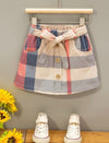 Kids EVRYDAY Toddler Girls Plaid Fake Button Belted Skirt