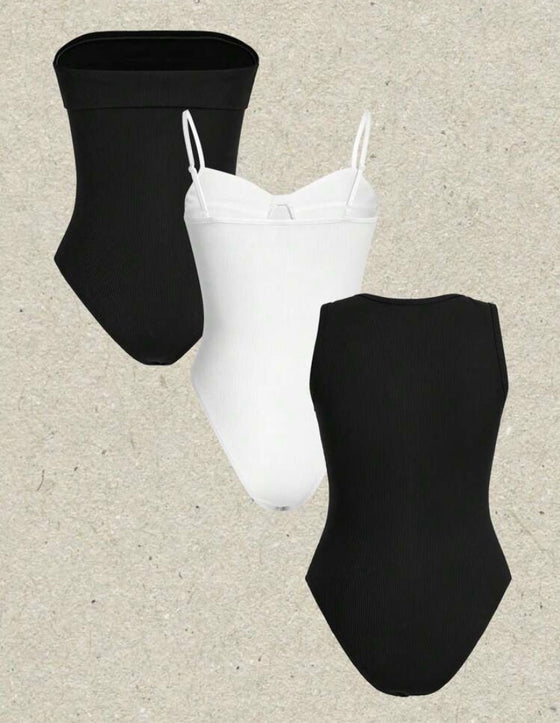 Ribbed Knit Women's Bodycon Bodysuit