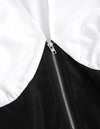 Sweetro Color Block Half-Zip Puff Sleeve Summer Dress With Zipper