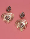 Rhinestone Decor Heart Charm Drop Earrings