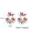 1pair Exaggerated Sparkling Rhinestone Floral Dangle Earrings