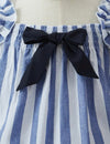 GIRLS Baby Striped Ruffle Trim Bow Front Ruffle Hem Dress