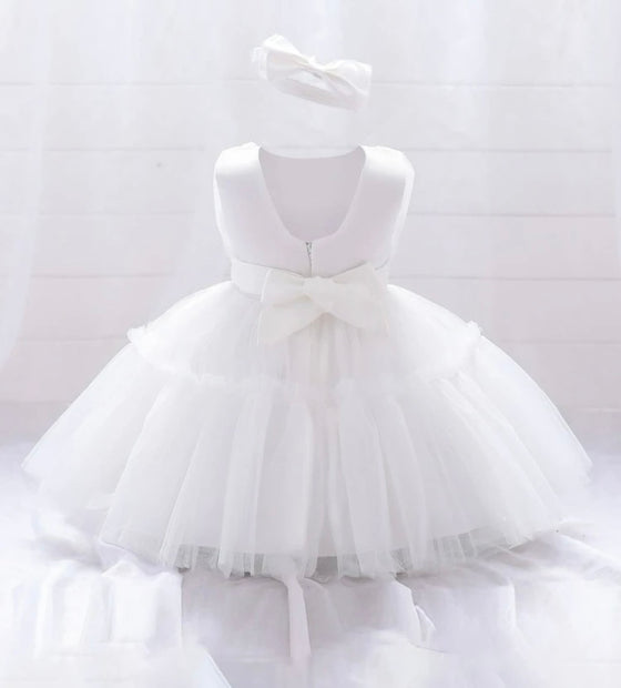 GIRLS Baby Princess Dress, Puffy Tulle Skirt With Butterfly Detail, Sleeveless For 1st Birthday Party And Special Occasions, Includes Hair Accessories