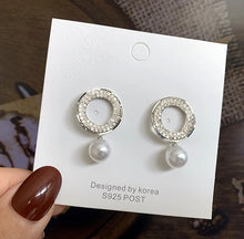  Temperament Rhinestone Circle Design Exquisite Pearl Earrings Women