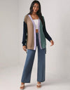 Color Block Drop Shoulder Belted Coat