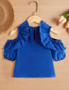 Kids CHARMNG Toddler Girls Cold Shoulder Ruffle Trim Blouse