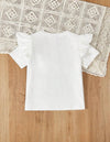 Kids FANZEY Girls' Round Neck Short Sleeve T-Shirt With Ruffle Details, Character Print And 3d Bow Decoration