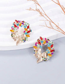  1pair Colored Rhinestone Circle Earrings For Women