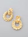 Textured Metal Geometric Drop Earrings