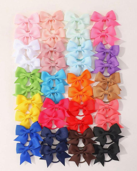 40pcs Girls Bow Decor Hair Tie For Daily Life