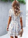 Ditsy Floral Print Lettuce Trim Dress