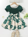 GIRLS Kids SUNSHNE Toddler Girls Floral Print Puff Sleeve Shirred Belted Dress