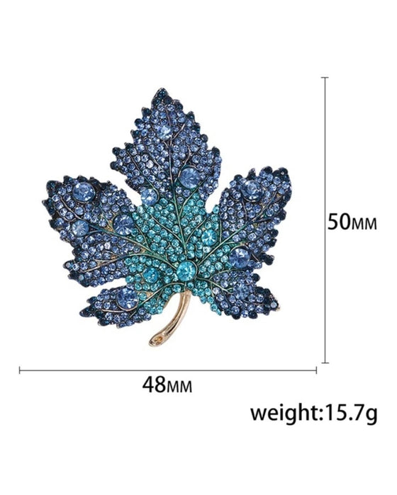 Rhinestone Maple Leaf Design Brooch