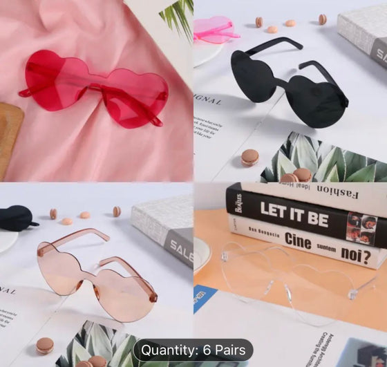 6pcs heart-shaped glasses, birthday party, beach party favor, photo prop and creative gift