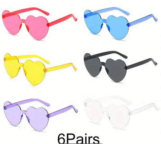 6pcs heart-shaped glasses, birthday party, beach party favor, photo prop and creative gift