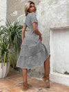 Gingham Puff Sleeve Ruffle Hem Smock Dress