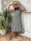 Gingham Puff Sleeve Ruffle Hem Smock Dress
