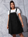 EZwear Plus Solid A Line Overall Dress