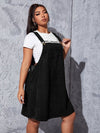 EZwear Plus Solid A Line Overall Dress