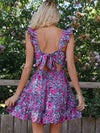 Floral Print Ruffled Self-Tie Mini Dress