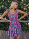 Floral Print Ruffled Self-Tie Mini Dress