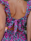 Floral Print Ruffled Self-Tie Mini Dress