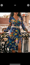 Floral Print Split Thigh Dress Without Belt