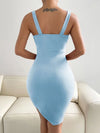 Solid Asymmetric Hem Bodycon Dress