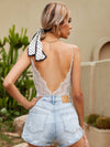 Contrast Lace Backless Cami Bodysuit