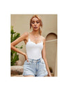 Contrast Lace Backless Cami Bodysuit
