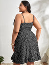 Plus Allover Heart Print Tie Side Wrap Cami Dress