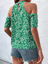Ditsy Floral Print Cold Shoulder Blouse