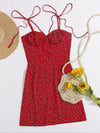 Tie Shoulder Ruched Bust Ditsy Floral Cami Dress